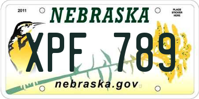 NE license plate XPF789