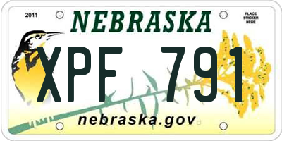 NE license plate XPF791