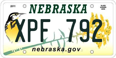 NE license plate XPF792