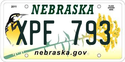 NE license plate XPF793