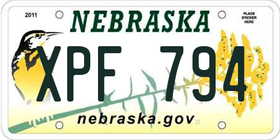 NE license plate XPF794