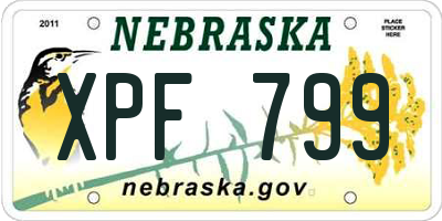 NE license plate XPF799