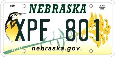 NE license plate XPF801