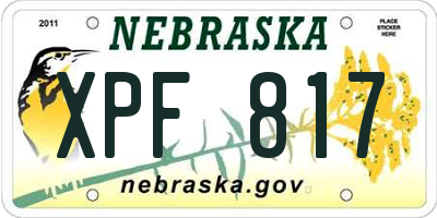 NE license plate XPF817