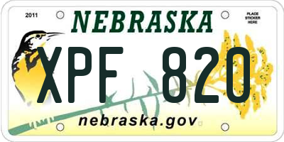 NE license plate XPF820