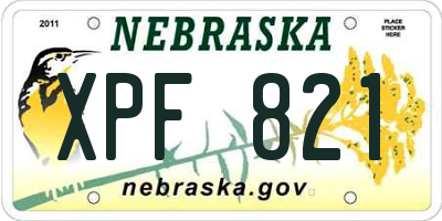 NE license plate XPF821