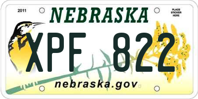 NE license plate XPF822