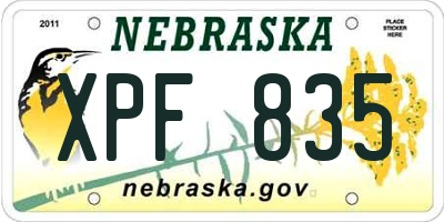 NE license plate XPF835