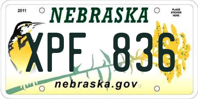 NE license plate XPF836