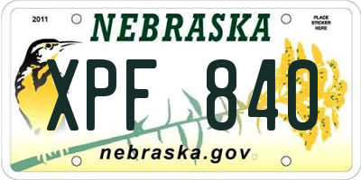 NE license plate XPF840