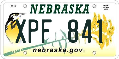 NE license plate XPF841