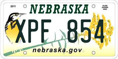NE license plate XPF854