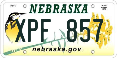 NE license plate XPF857