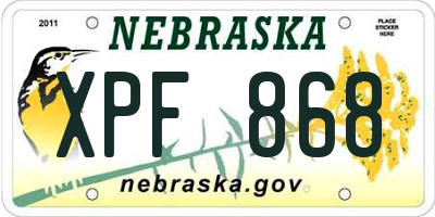 NE license plate XPF868