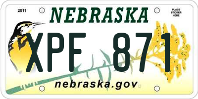 NE license plate XPF871
