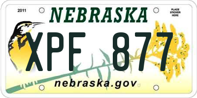NE license plate XPF877