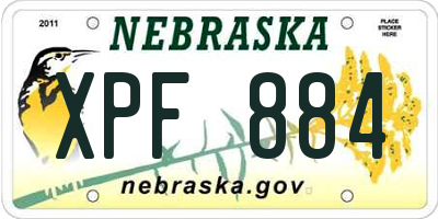 NE license plate XPF884