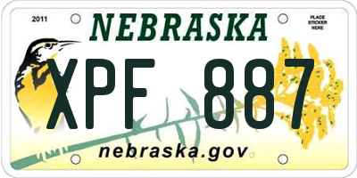 NE license plate XPF887