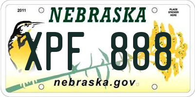 NE license plate XPF888