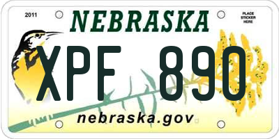 NE license plate XPF890