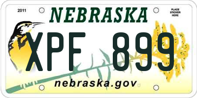 NE license plate XPF899