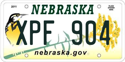NE license plate XPF904