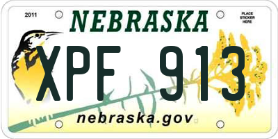NE license plate XPF913