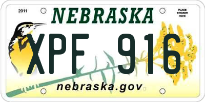 NE license plate XPF916