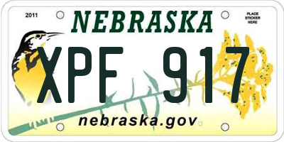 NE license plate XPF917