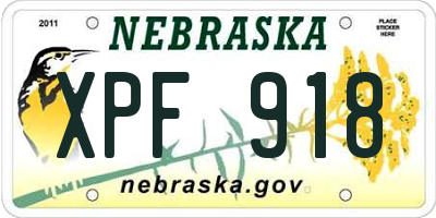 NE license plate XPF918