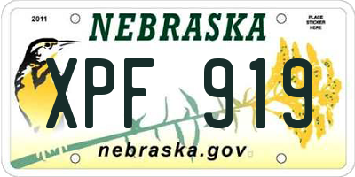 NE license plate XPF919