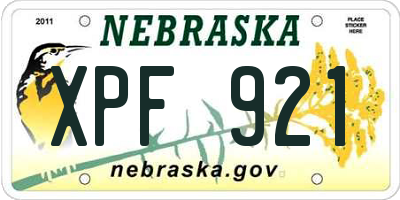 NE license plate XPF921