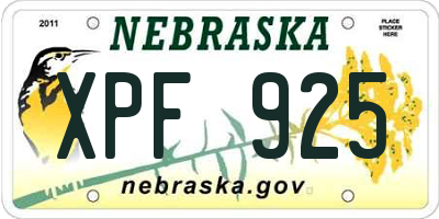 NE license plate XPF925