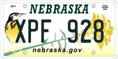 NE license plate XPF928