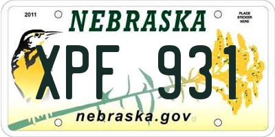 NE license plate XPF931