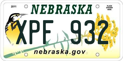 NE license plate XPF932