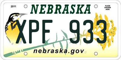 NE license plate XPF933