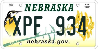 NE license plate XPF934