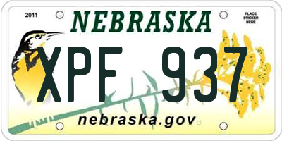 NE license plate XPF937