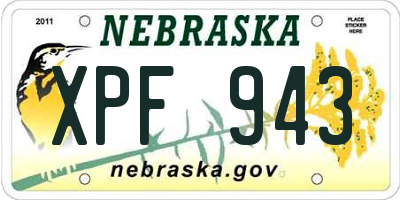 NE license plate XPF943