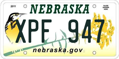 NE license plate XPF947