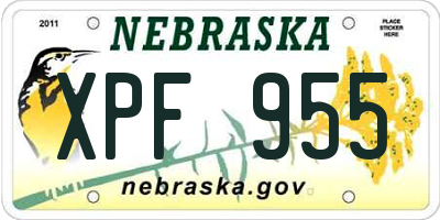 NE license plate XPF955