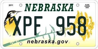 NE license plate XPF958