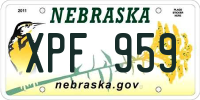 NE license plate XPF959