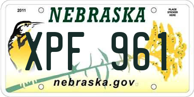 NE license plate XPF961