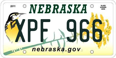 NE license plate XPF966