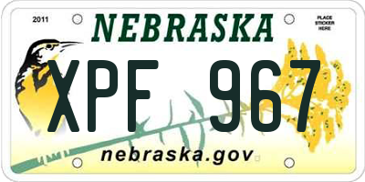 NE license plate XPF967
