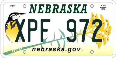 NE license plate XPF972