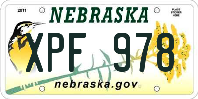 NE license plate XPF978