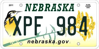 NE license plate XPF984